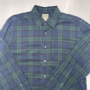 LL BEAN‎ Shirt Men's L Tall Check Wrinkle Free Traditional Fit Button Down Blue